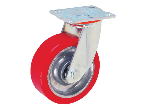 6mm Yoke Heavy Duty Caster With Aluminum Rim PU Wheel(Plain tyre)-Plate swivel