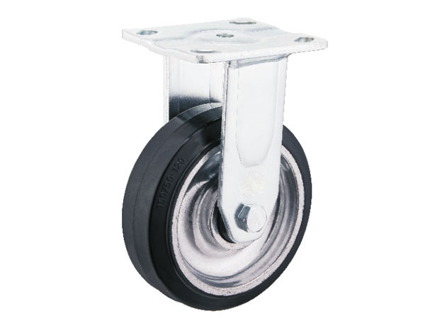 6mm Yoke Heavy Duty Caster With Aluminum Rim Rubber Wheel-Fixed